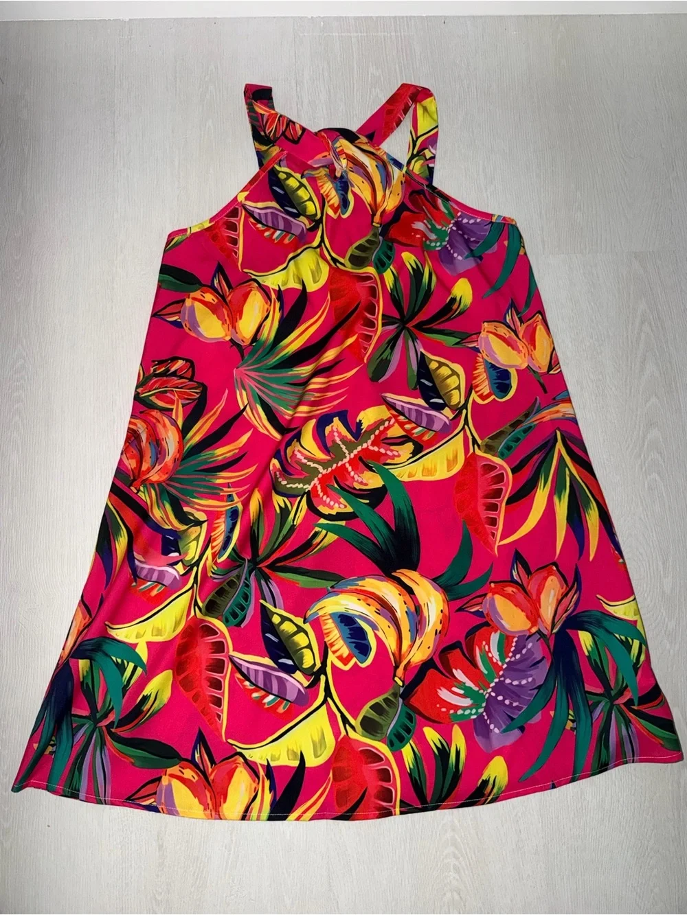 Vibrant Tropical Pink A-Line Sundress
